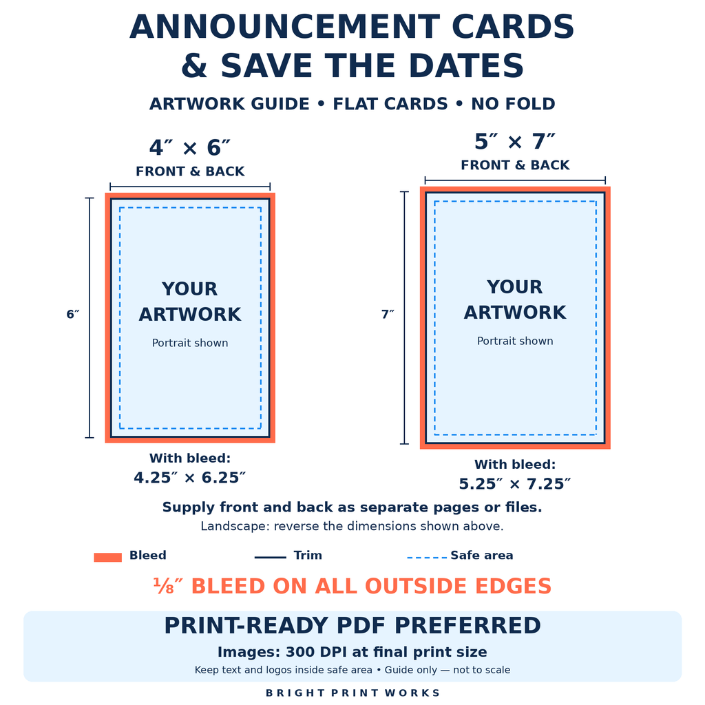 Announcement & Save the Date Cards – 4″ × 6″ & 5″ × 7″