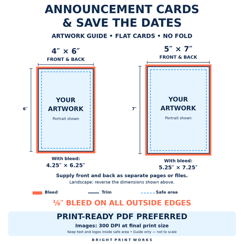 Announcement & Save the Date Cards – 4″ × 6″ & 5″ × 7″
