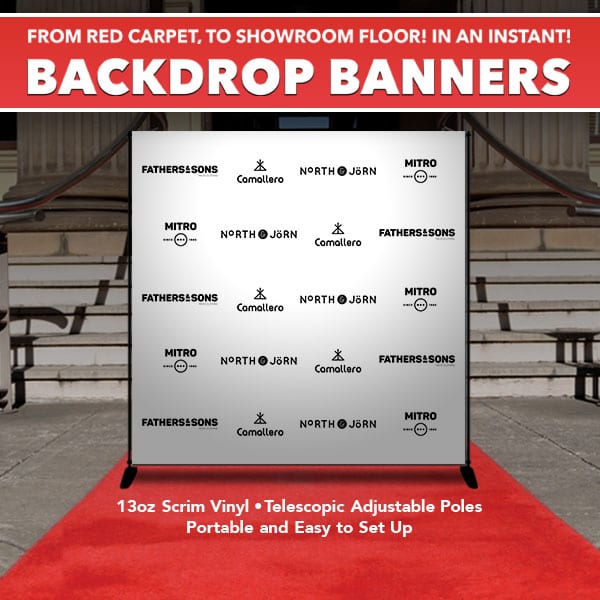 Custom Step & Repeat Backdrop Banner - 8' x 8' Feet