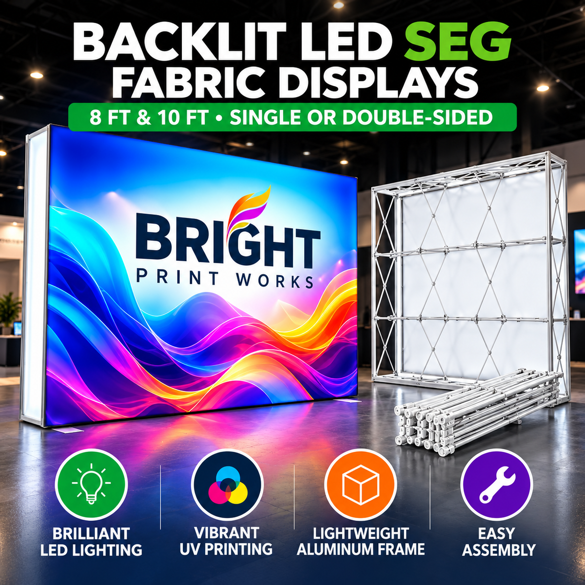 Backlit LED SEG Fabric Displays – 8 ft & 10 ft
