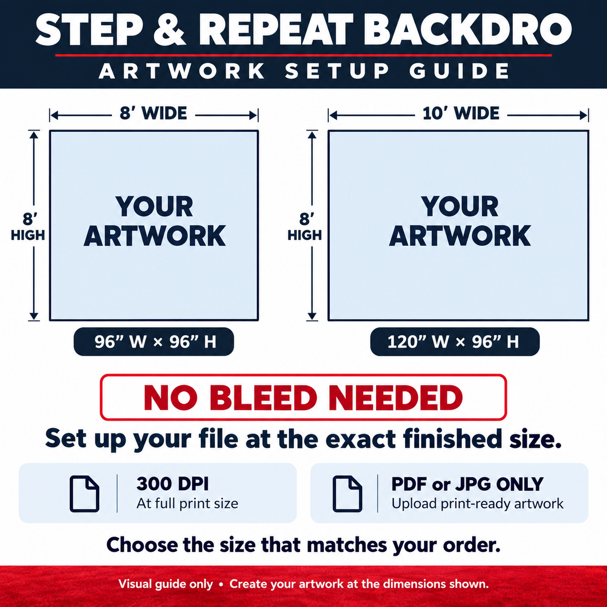 Step & Repeat Backdrop with Stand - 8' x 8' / 10' x 8'  (8'w x 8'h and 10'w x 8'h)